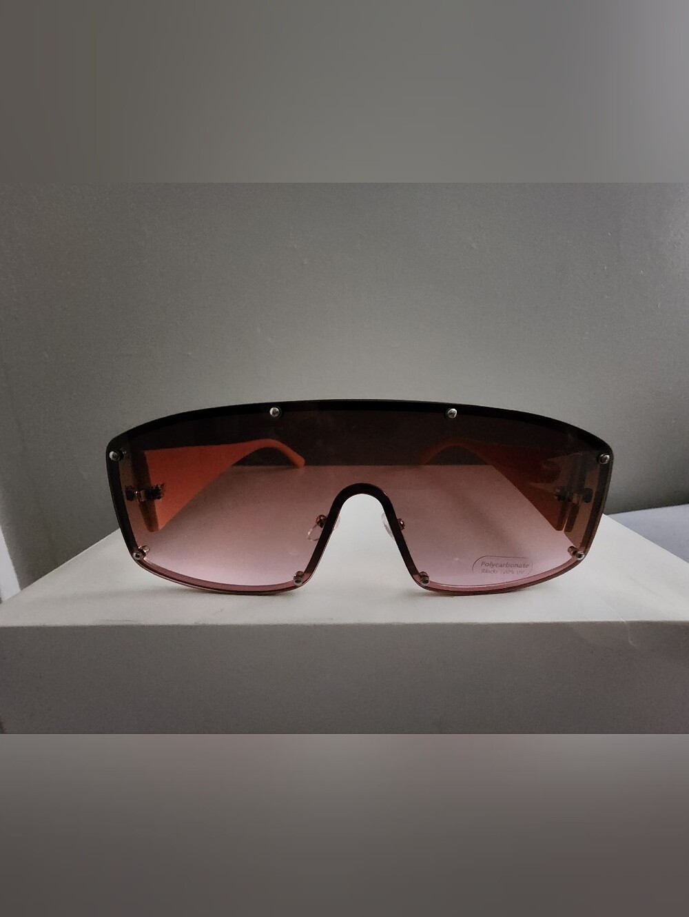 Y2K Oversized Shield Sunglasses – Pink Gradient Lens with Stud Details